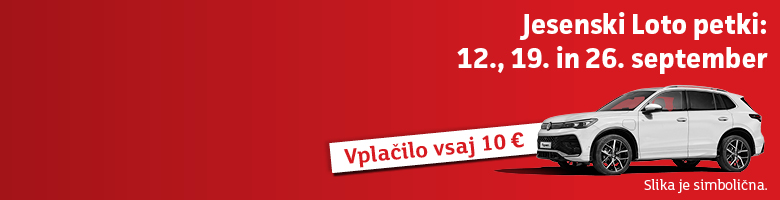 3 jesenski Loto petki. 12., 19. in 26. september. 2x Volkswagen Tiguan eHybrid + 10.000 €.